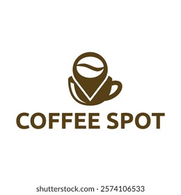 Pin location and coffee logo design illustration