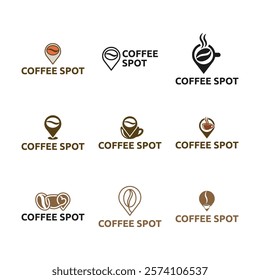 Pin location and coffee logo design illustration