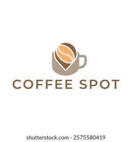 Pin location and coffee logo design illustration