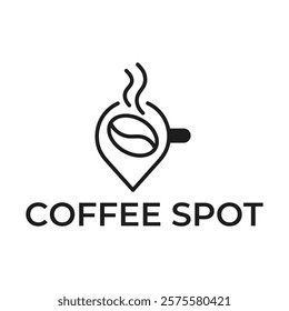 Pin location and coffee logo design illustration