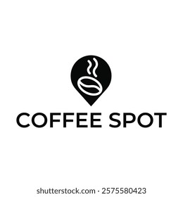 Pin location and coffee logo design illustration