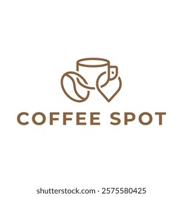 Pin location and coffee logo design illustration