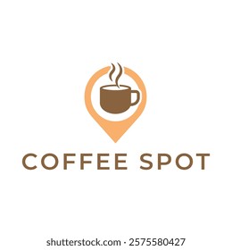 Pin location and coffee logo design illustration