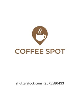 Pin location and coffee logo design illustration