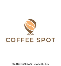 Pin location and coffee logo design illustration