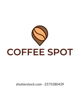 Pin location and coffee logo design illustration