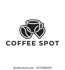 Pin location and coffee logo design illustration