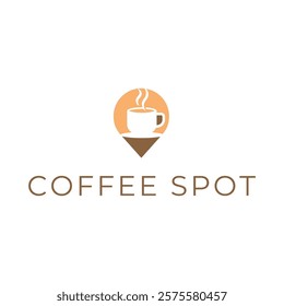 Pin location and coffee logo design illustration