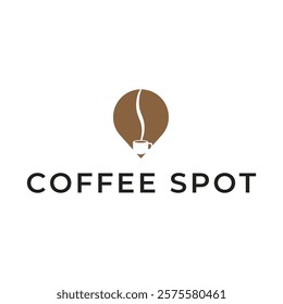 Pin location and coffee logo design illustration