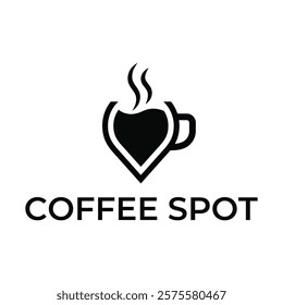 Pin location and coffee logo design illustration