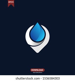 Pin location combine with blue water drop logo icon vector design