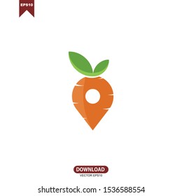 Pin location combine with carrot logo icon vector design