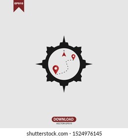 Pin Location Combine Compass Idea Icon Logo Design Element