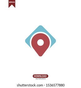 Pin location combine with digital concept logo icon vector design
