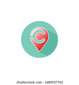 Pin location concept logo icon vector design