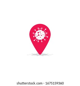 Pin Location of Coronavirus (Covid-19). Vector in Red Color