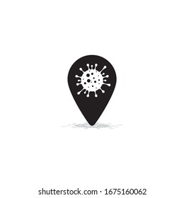 Pin Location of Coronavirus (Covid-19). Vector in Black Color