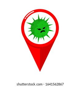 Pin Location of Coronavirus or Virus Element, Sign coronavirus, Virus Vector Illustration