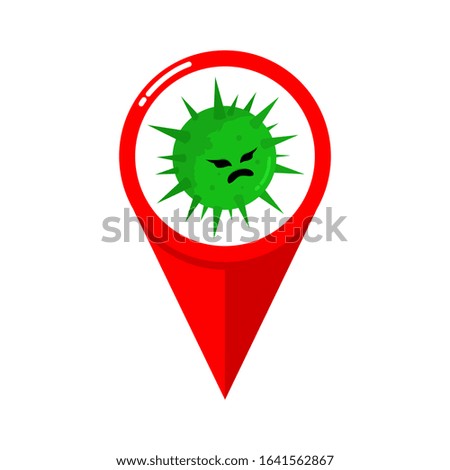 Pin Location of Coronavirus or Virus Element, Sign coronavirus, Virus Vector Illustration