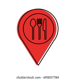 pin location with cutlery kitchen