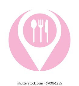 pin location with cutlery kitchen
