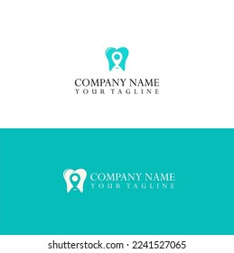 Pin location dental vector logo template