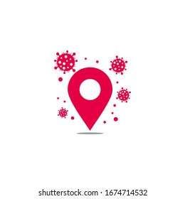 pin location epidemic of the virus symbol vector