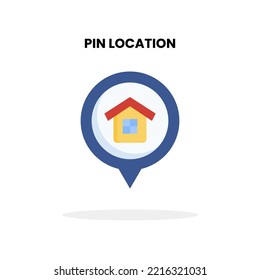 Pin Location flat icon. Vector illustration on white background.