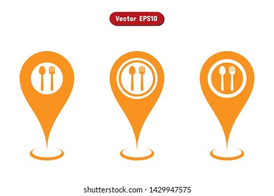 Pin Location  food icon vector. Location sign Isolated on white background. Navigation map, gps, direction, place, compass, contact, search concept. Flat style for graphic design
