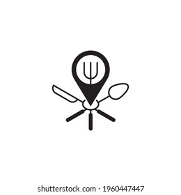 Ubicación del pin con la ilustración de la cuchara de la horquilla para el diseño de la plantilla del logotipo.