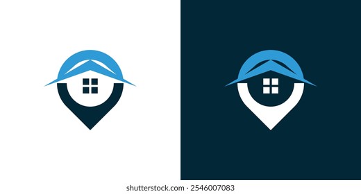 Localização do pino e design inicial para o vetor de design de logotipo do mapa