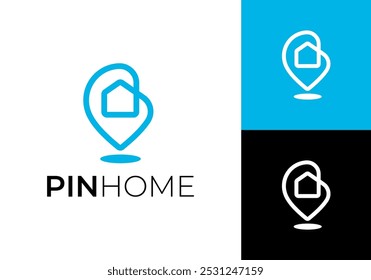 pin location with home logo. real estate symbol design template