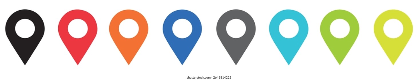 Pin location icon. Colorful map pointer. Marker pointer. Point of map. Pin icon to mark location. Flat design vector illustration.	