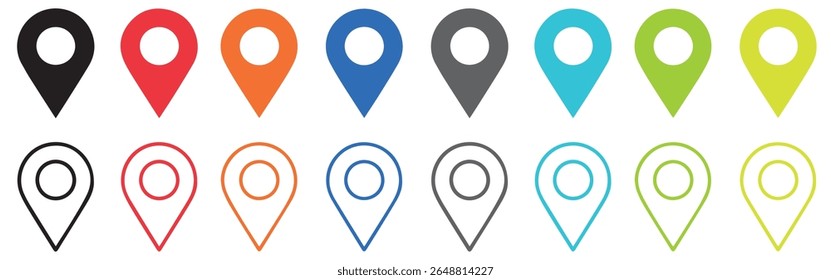 Pin location icon. Colorful map pointer. Marker pointer. Point of map. Pin icon to mark location. Flat design vector illustration.	