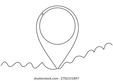 Icono de ubicación de pin dibujo continuo de una línea sobre fondo blanco Ilustración vectorial de contorno de mapa minimalista