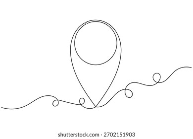 Icono de ubicación de pin dibujo continuo de una línea sobre fondo blanco Ilustración vectorial de contorno de mapa minimalista