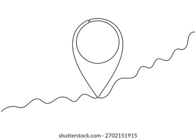 Ícone de localização do pino desenho contínuo de uma linha no plano de fundo branco minimalista mapa esboço vetor ilustração