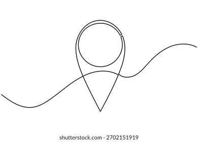Pin-Standort-Symbol kontinuierliche einzeilige Zeichnung auf weißem Hintergrund minimalistische Karte Umriss Vektorgrafik