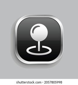 pin location icon design. Glossy Button style rounded rectangle isolated on gray background.. Vector illustration