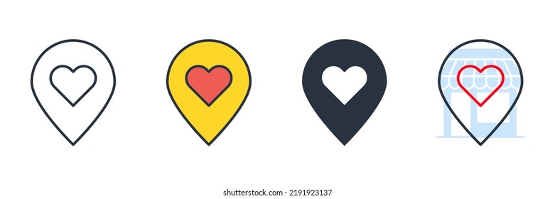pin location icon logo vector illustration. Pin Point symbol template for graphic and web design collection