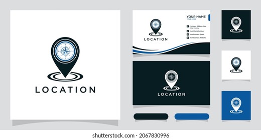 Pin Location Icon, Navigation mark. Spot sign vector illustration with business card design.