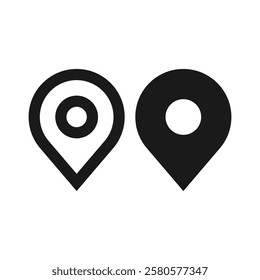 Pin Location icon. Point location symbol in line and flat icon..