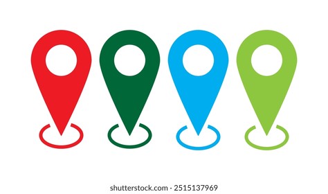 Pin location icon (red,greensky,gray),Set of map pin location icons. Modern map markers .Vector illustration on a white and transparent background