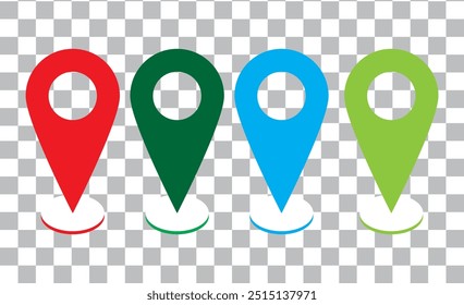 Pin location icon (red,greensky,gray),Set of map pin location icons. Modern map markers .Vector illustration on a white and transparent background