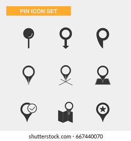 Pin location icon set  illustration isolated vector sign symbol