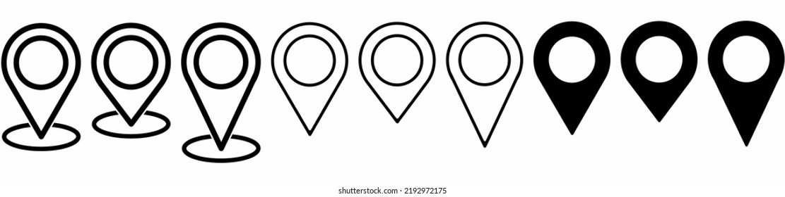 pin location icon set isolated on white background
