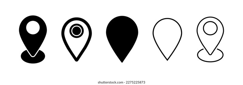 Pin location icon set. Map pin marker. Map marker pointer icon collection. GPS symbol. Vector stock.