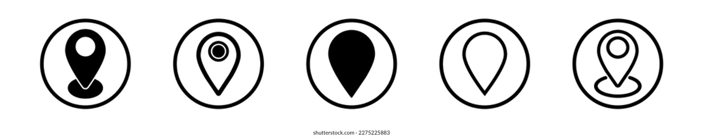 Pin location icon set. Map pin marker. Map marker pointer icon collection. GPS symbol. Vector stock.