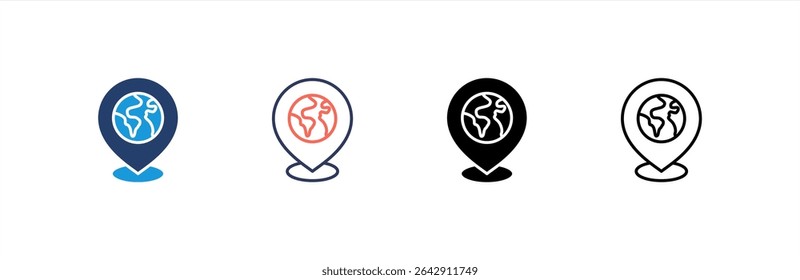 Pin Location icon set multiple style collection