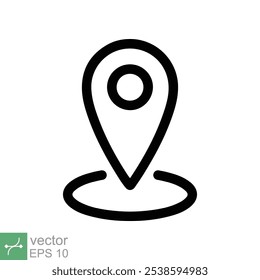 Ícone de local do PIN. Estilo de contorno simples. Marcador do mapa, posição do lugar, rótulo do globo, conceito da tecnologia gps. Ilustração de vetor de linha fina isolada no fundo branco. EPS 10.